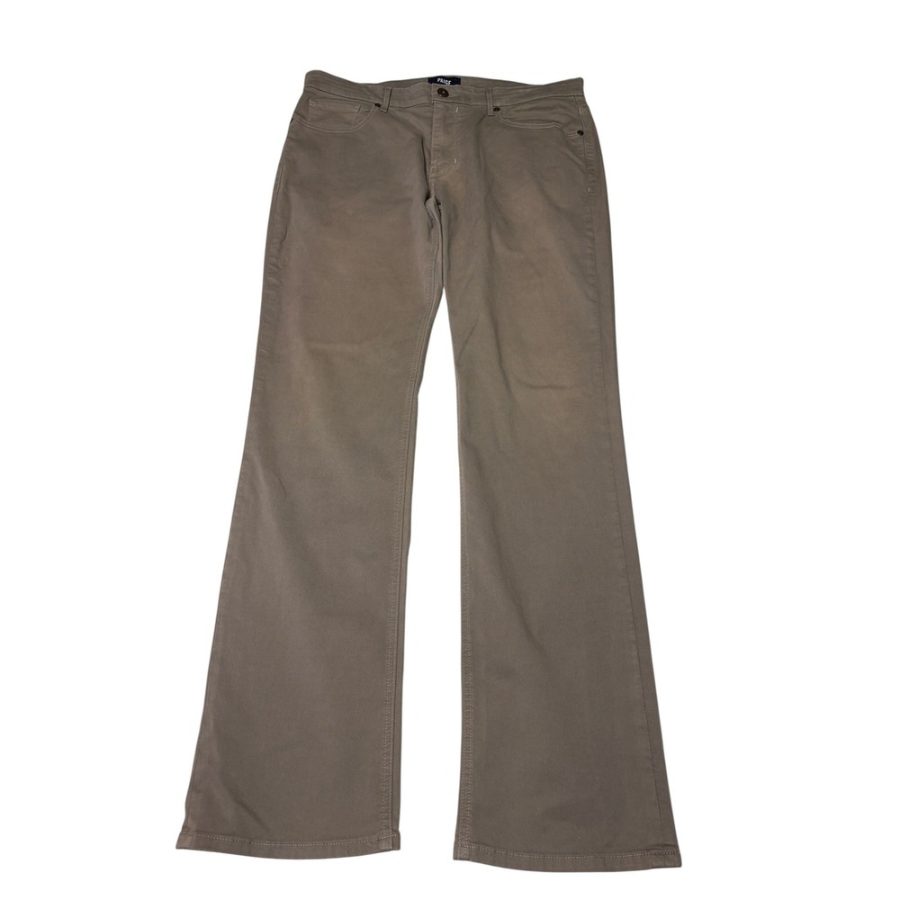 Paige Normandie Mens 36X33 Straight Leg Pants Taupe Brown Cotton Blend Made USA